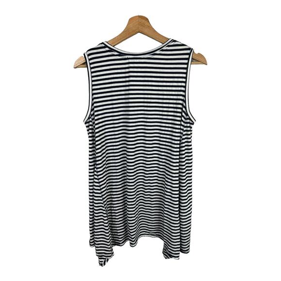Chloe K Womens size Medium Tunic A Lined Striped Flowy Hem Blue White Tank Top - Picture 2 of 9
